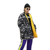 Letter Pattern Thick Reversible Loose Padded Jacket